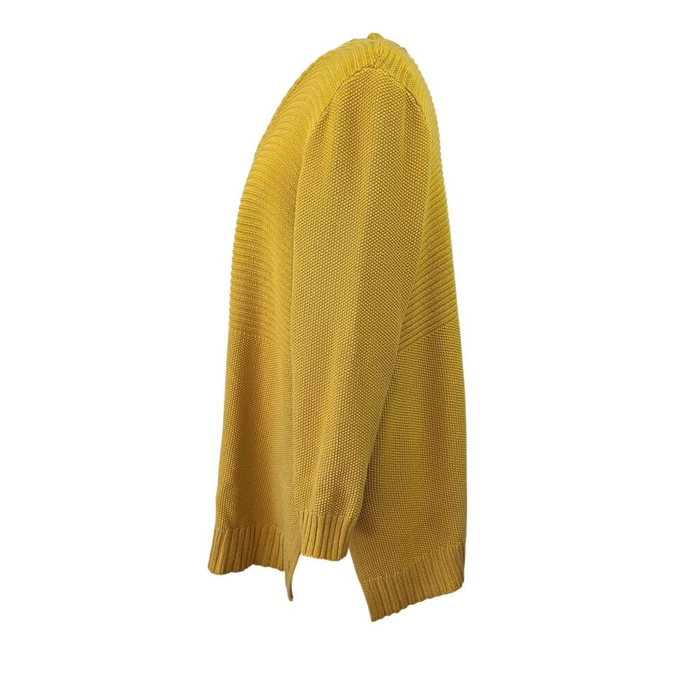 Marled Waffle Knit Open Front Cardigan Mustard Yellow Size 1X - Picture 4 of 12